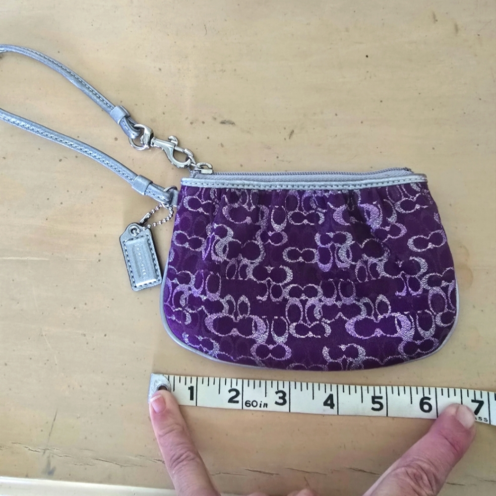 Coach Purple Wristlet with Silver Hardware